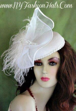 Ladies White Designer Cocktail Hat Wedding Fascinator Headpiece Hats