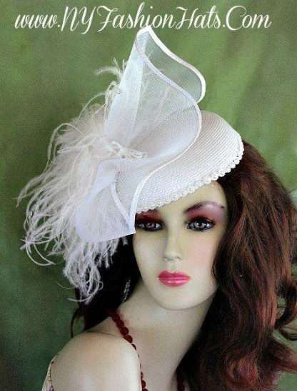 Ladies White Designer Cocktail Hat Wedding Fascinator Headpiece Hats