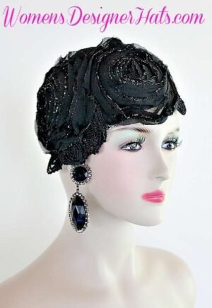 Black Orange Silver Winter Wool 1920's Juliet Cap Flapper Cocktail Hat Cloche Hats 4nty