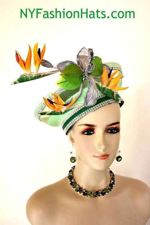 Couture Hats For Women Lime Kelly Green Shaped Pillbox Wedding Hat Headpiece 443H