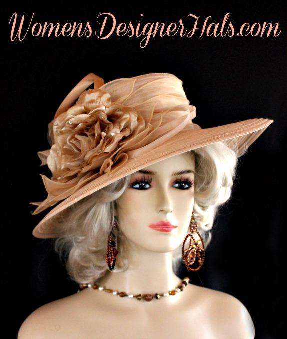 Designer Beige Satin Wedding Hat